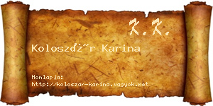 Koloszár Karina névjegykártya